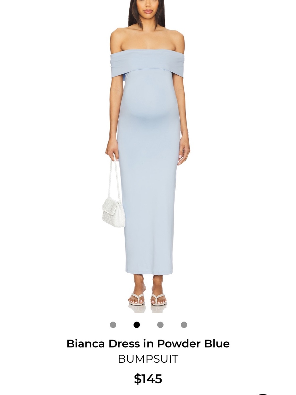 Blue Off-Shoulder Bumpsuit Maternity Dress